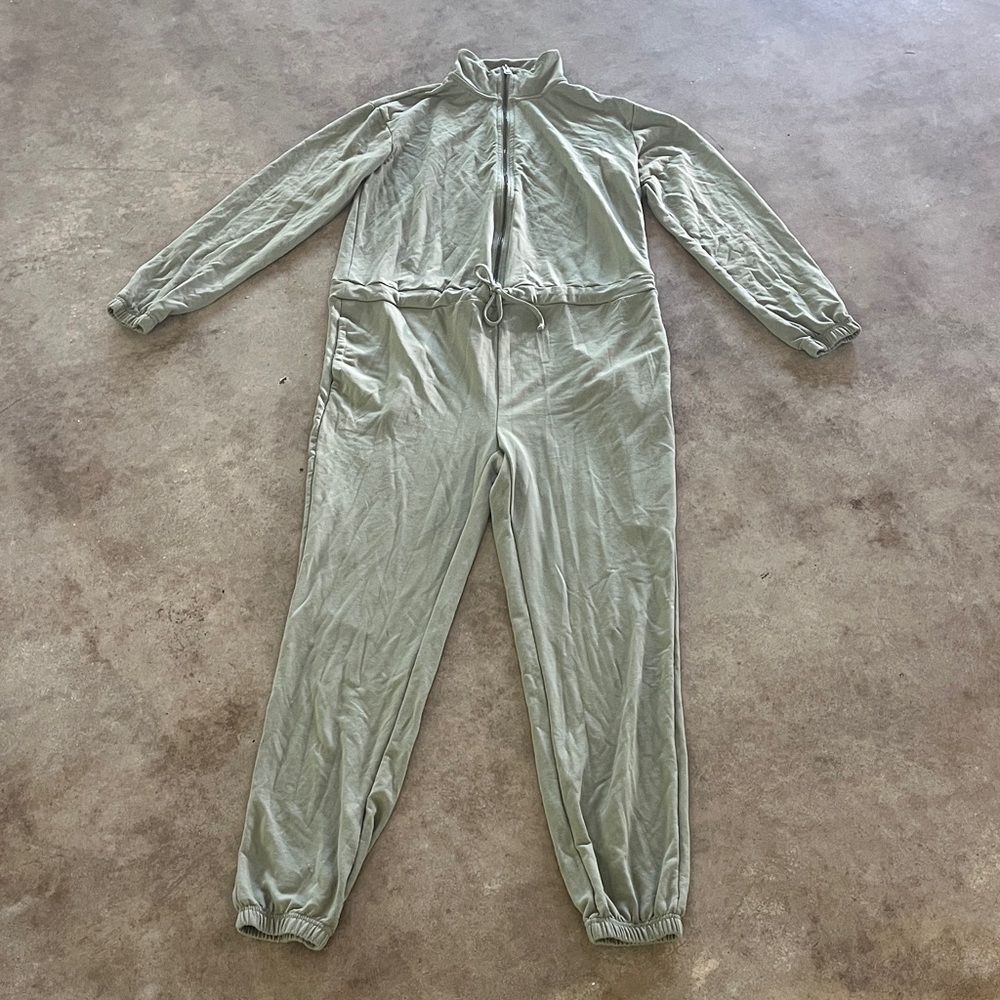 Joe Fresh Sage Green Long-Sleeve Zip Jumpsuit